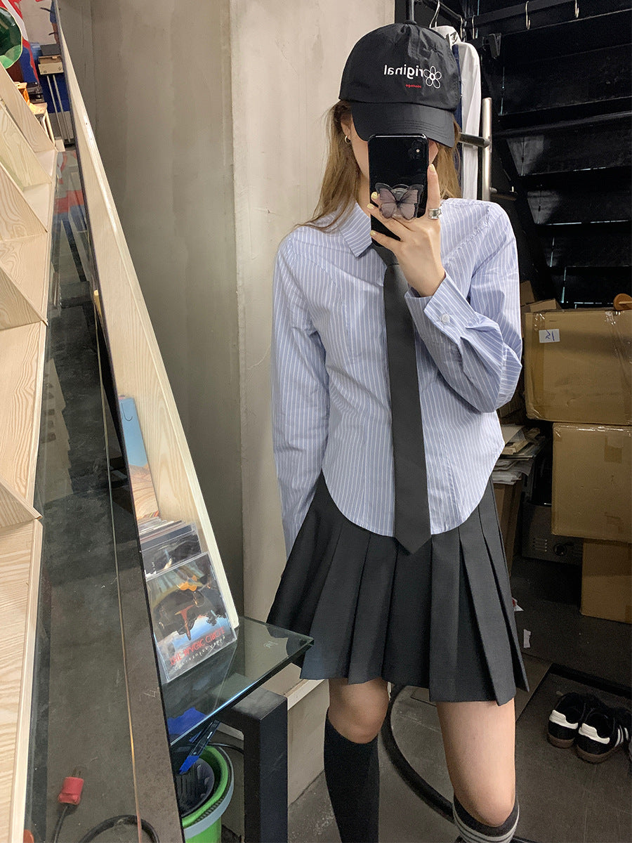 🆕復古百褶西裝半身裙、小個子高腰A字短裙