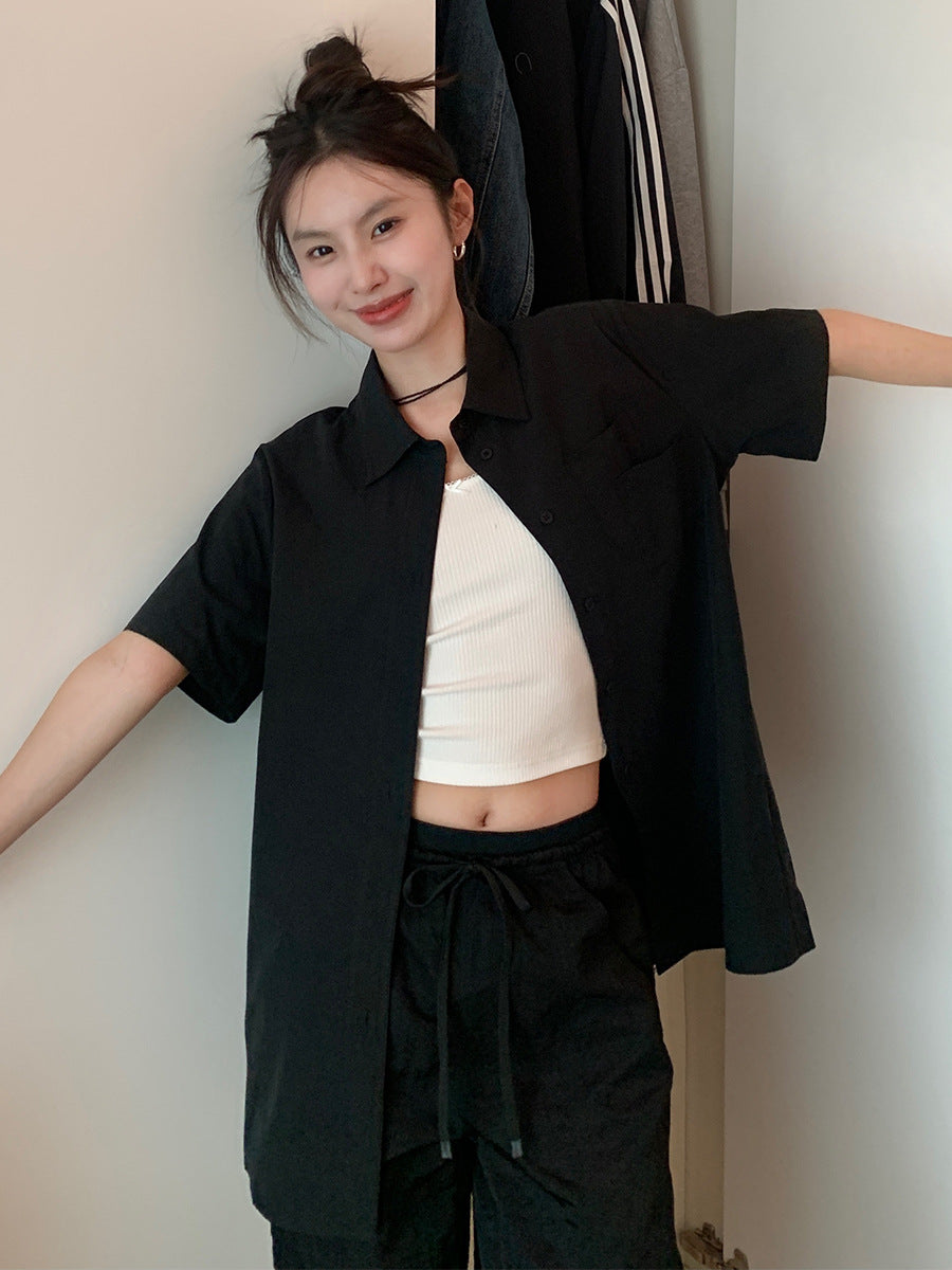 🆕定製簡約短袖襯衫、寬松小個子休閑襯衣