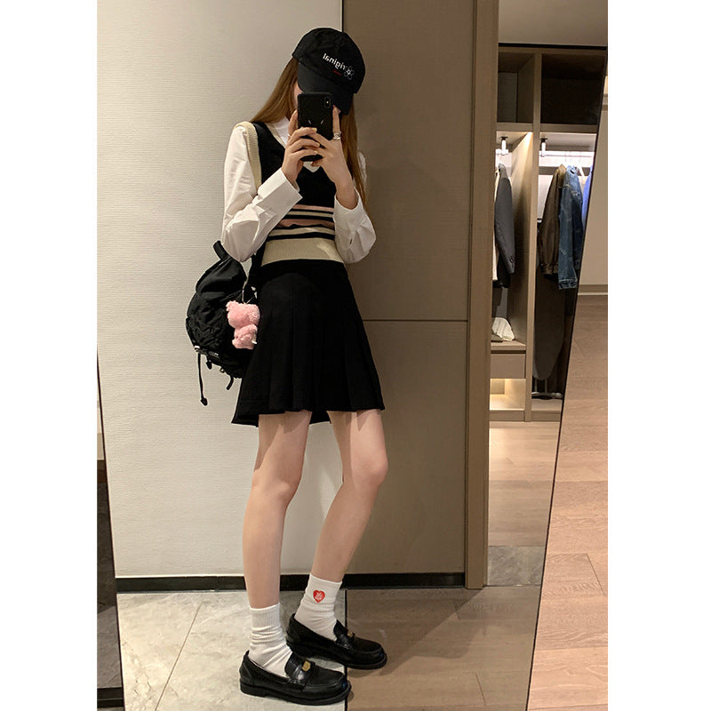 🆕復古百褶西裝半身裙、小個子高腰A字短裙